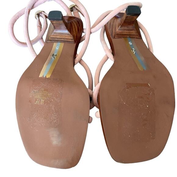 Sam Edelman Dia Peachy Pink Leather Ankle Strap Heeled Sandals size 5 NWOB - Picture 8 of 9